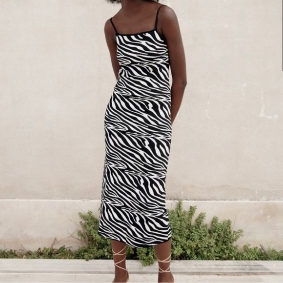 Zara Dresses Zara Cable Knit Open Back Zebra Maxi Dress Poshmark